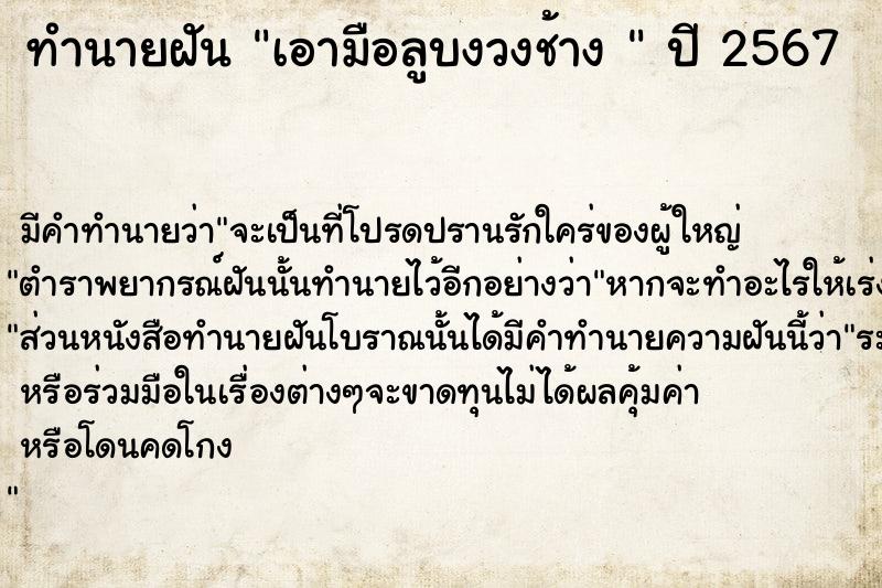 ทำนายฝันทำนายฝันเอามือลูบงวงช้าง